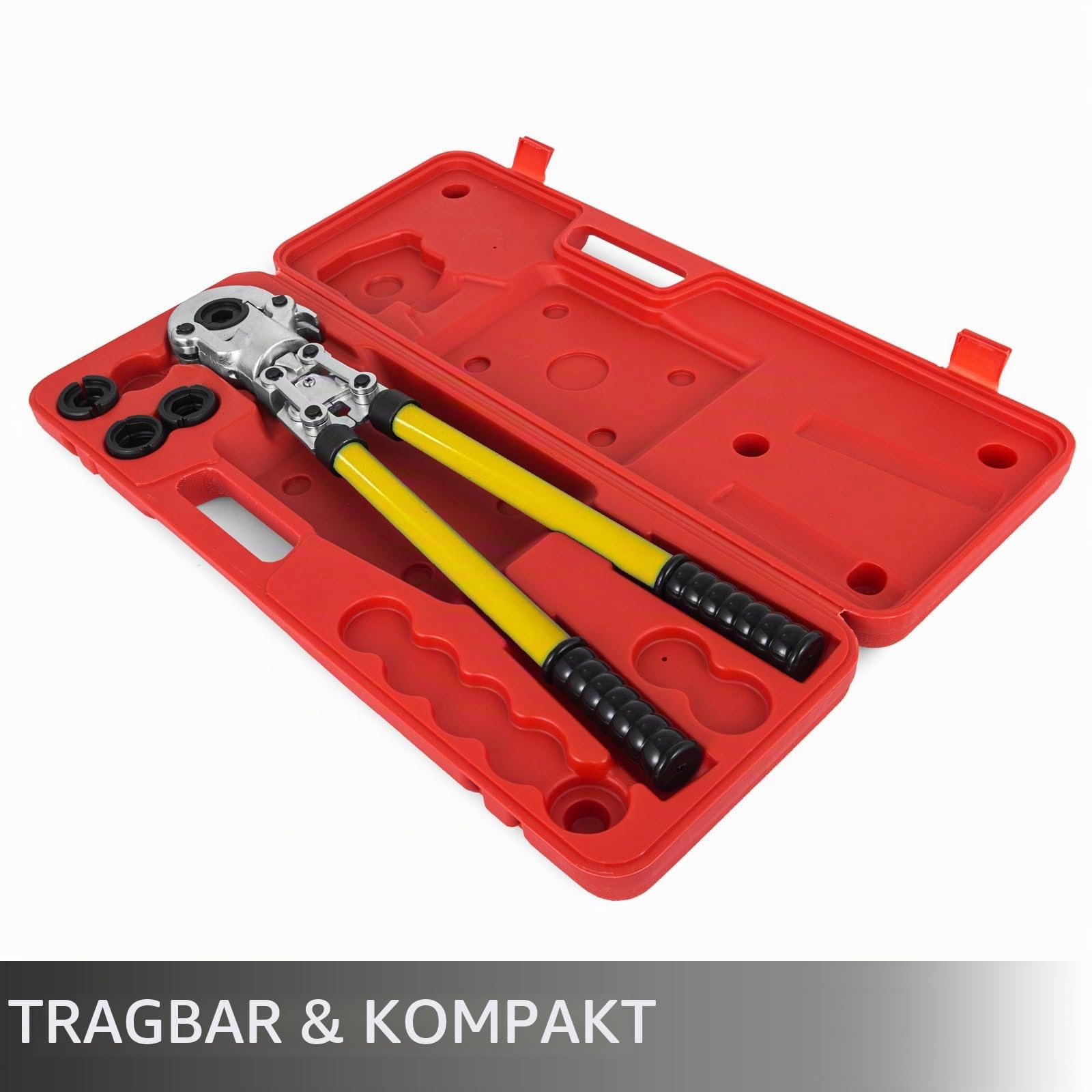 VEVOR Presszange V12, V15, V22, V28, TH16, TH20, TH26, TH32 mm, Crimpzange Presszange mit um 360° Drehbarem Kopf und Ergonomischem Gummigriff, Rohrpresszange Tragbar, Manuelle Kabelschuhzange