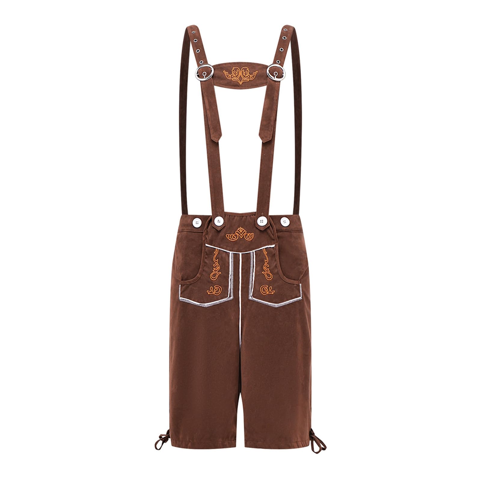 Lederhose Herren Kurz, Trachtenhose Herren Stoff mit Hosenträger, Latzhose Oktoberfest Outfit Trachtenlederhosen Stylisch Jumpsuit, Bayrische Tracht Lederhosen Bib Shorts mit Taschen für Bierfest