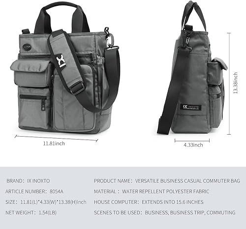 Miniatura 3 de IX INOXTO Bolsa de mensajero para hombre, bolsa de hombro para computadora portátil, bolsa de trabajo para oficina, maletines impermeables para