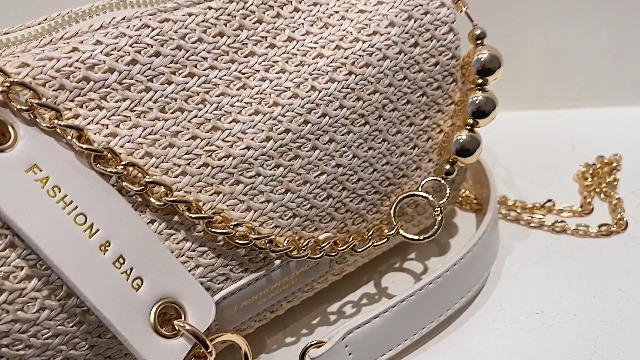 Bolso de hombro cilíndrico de paja para mujer verano miniatura 7