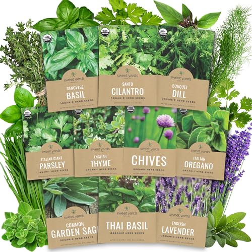 Organic Herb Seeds Variety Pack - 10 Individual Packs...
