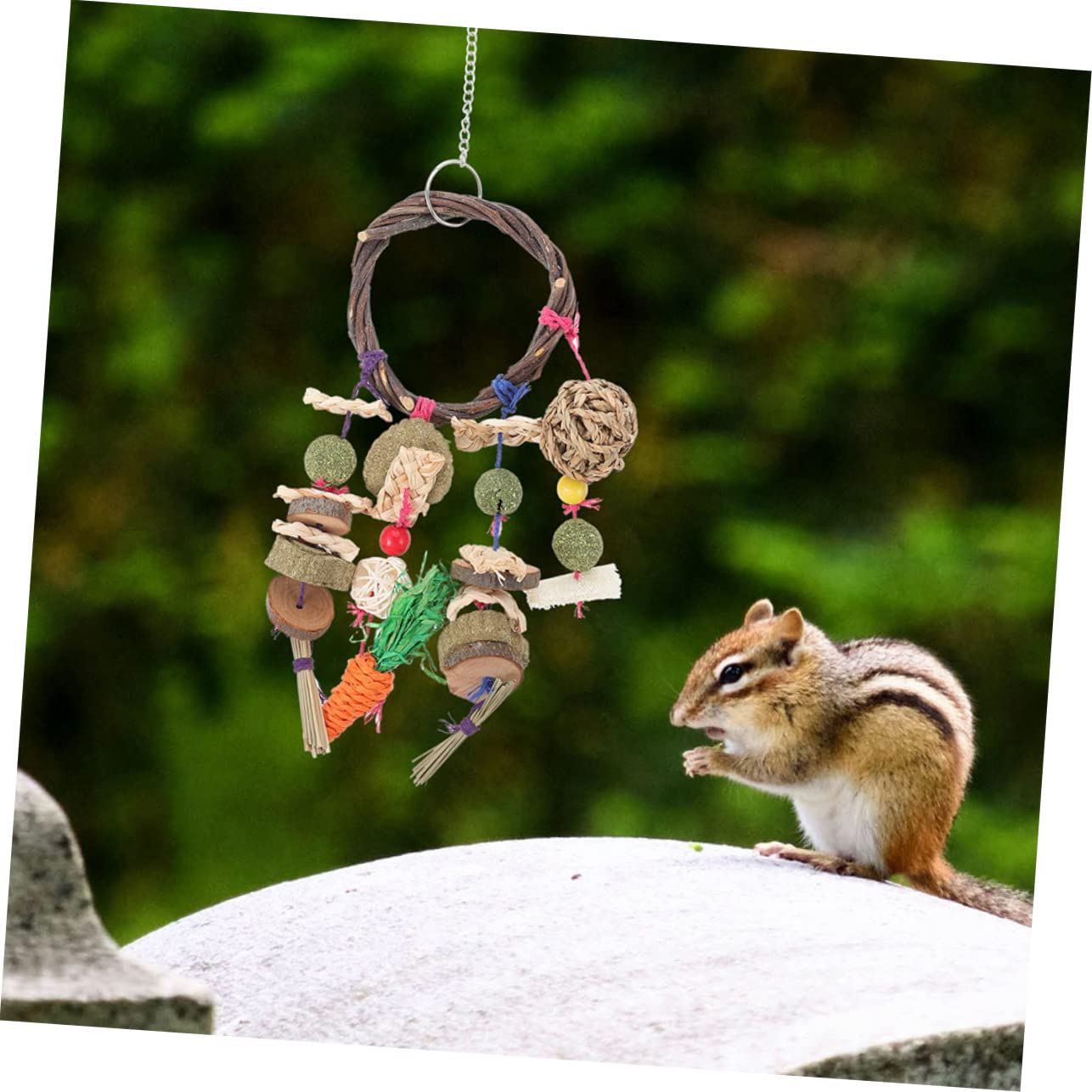 Happyyami 2 Stück Natürliches Holz Kauspielzeug für Kaninchen und Kleine Haustiere Geruchsfrei und Stabil Hängendes Spielzeug für Kaninchenkäfig zum Spielen und Trainieren