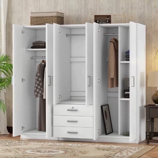 Amazon.com: HRJHLucky 6-Doors Wooden Storage Wardrobe with Big