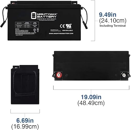 Miniatura 2 de Mighty Max Battery Batería de repuesto SLA de 12V 150AH para batería recargable de ciclo profundo de 150ah