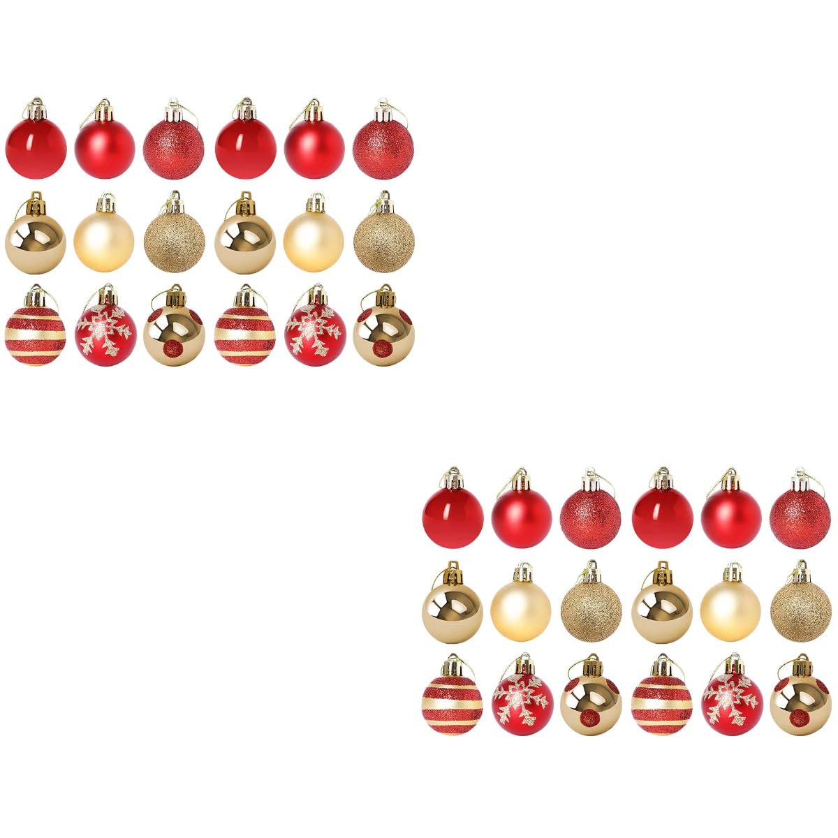 Décorations d'arbre de Noël incassables et légères : grand set rouge et or de 150 pièces