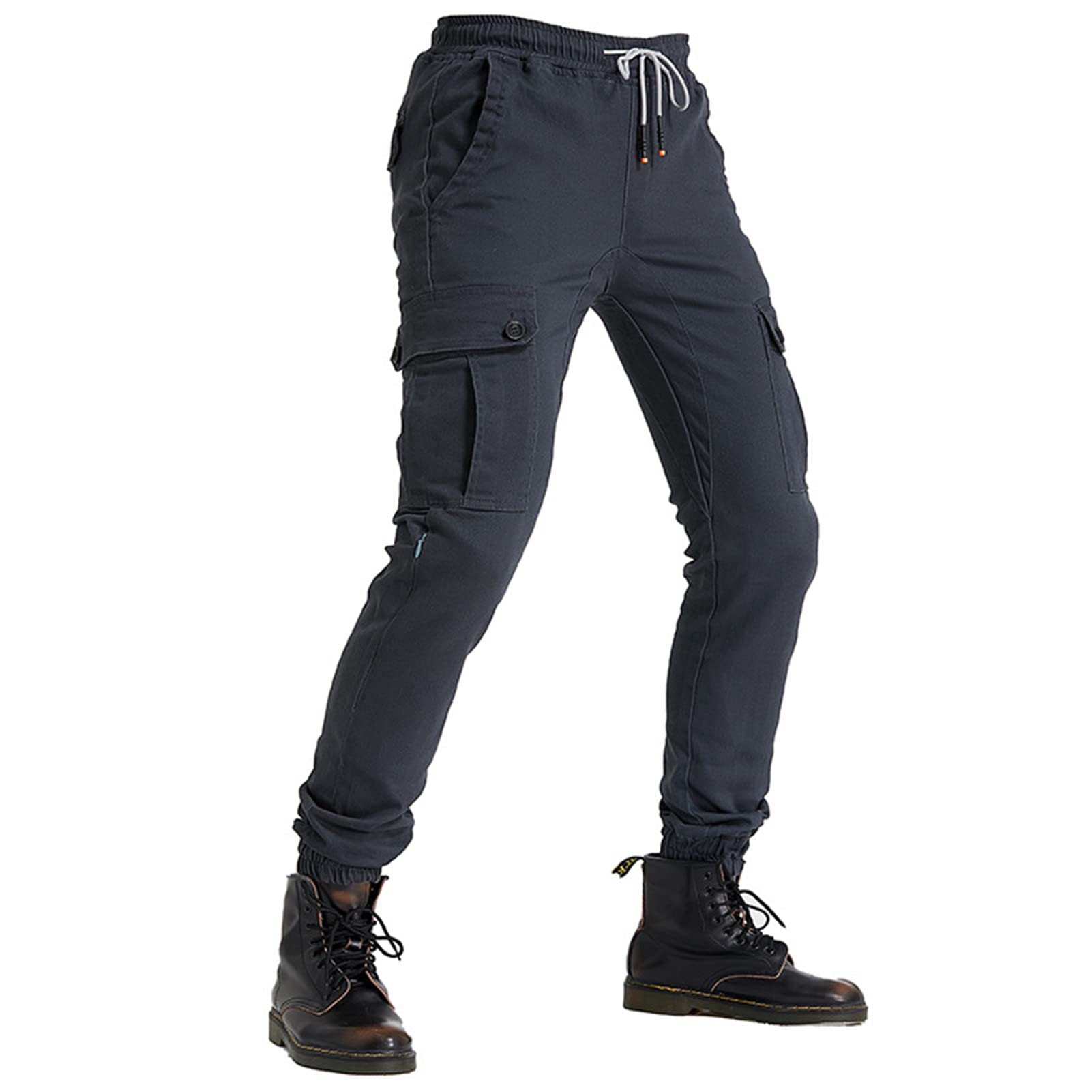 BEDSETS Pantaloni Moto Uomo Jeans, Pantaloni da Moto da Uomo, Jeans da Motociclista Elasticizzati Slim Fit da Uomo, Jeans alla Moda su Tutta La Vita, 4X Imbottitura di Protezione. (Grigio,S)