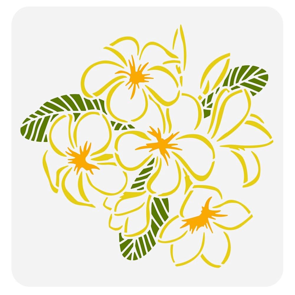 Amazon.com : FINGERINSPIRE Plumeria Stencil - 11.8x11.8 inch