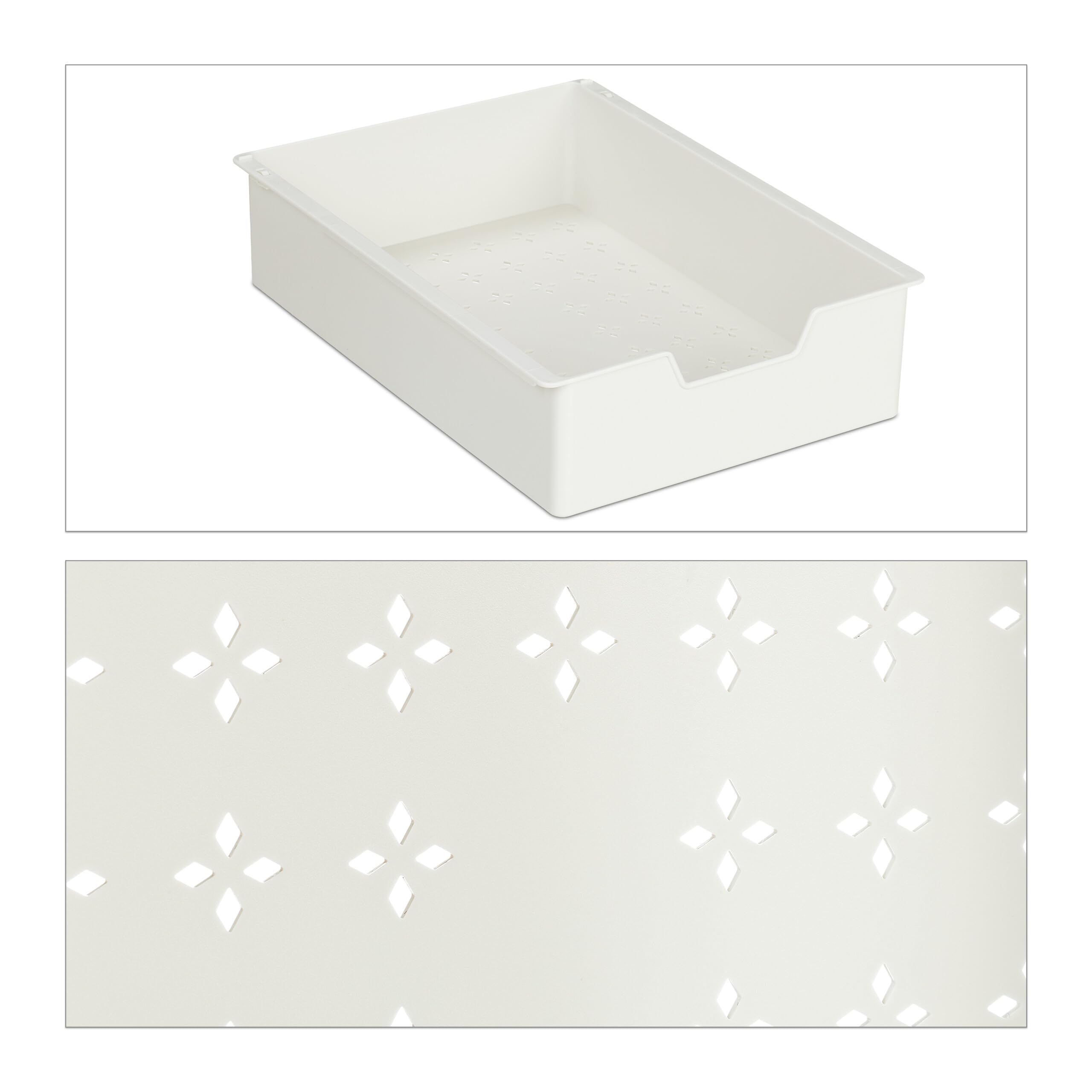 Relaxdays Carrito Auxiliar, 3 Niveles y Balda, Multiusos Cocina y Oficina, Camarera 85,5x32,5x40 cm, Plástico, Blanco