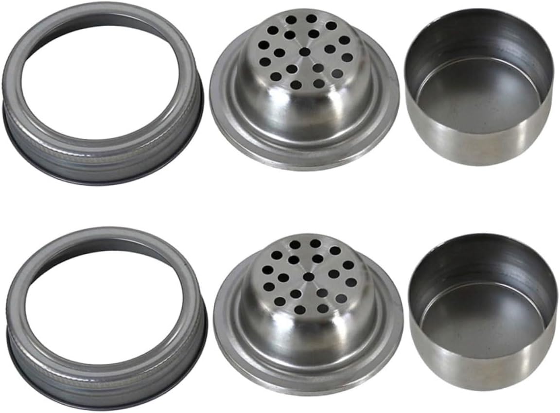 5sets Cocktail Shaker Lids for Mason Jars Spice Shaker Lids Stainless Steel Spout Dispenser 2pcs*5