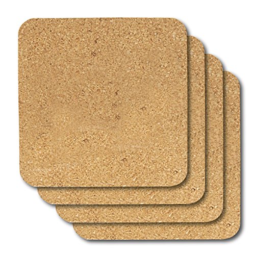 Thirsty Rhino Indah, Cork Coaster With Fiberboard Back, Natural Cork Finish, Set of 4 (Square)