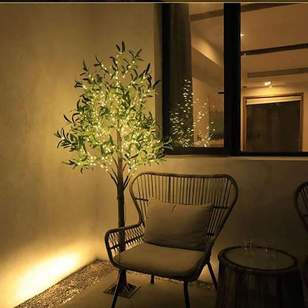LED Lichtboom 180 cm Olijfboom Kunstmatig 300 warm witte LED's Verlichte boom 8 Lichtpatronen met afstandsbediening USB-Voeding Deco kerstboom Buiten Binnen IP44 LED Boom met Bladeren Kunstmatig,150cm
