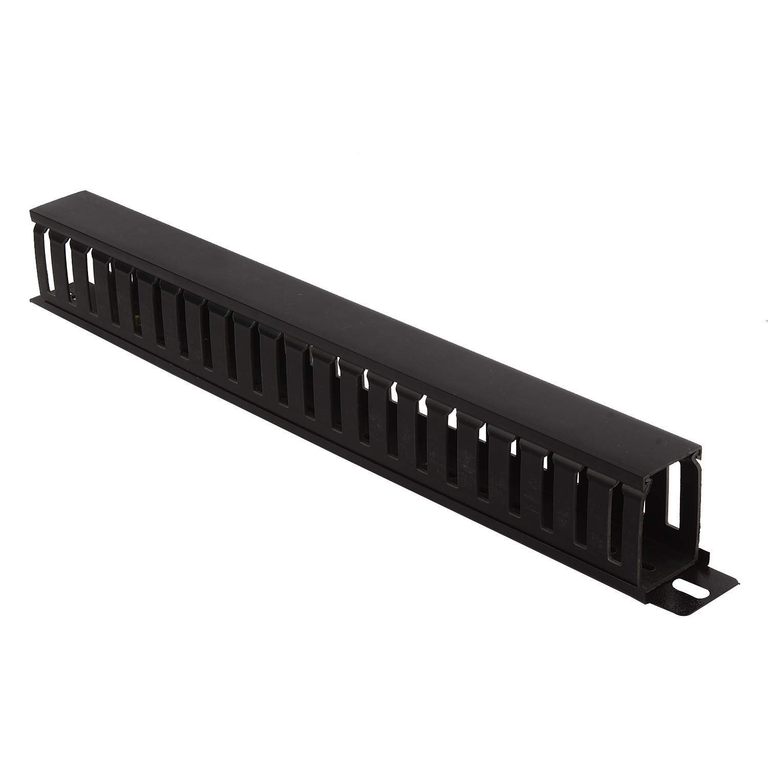 1U 22 Slot Rack Mount Horizontal Cable Manager Duct Raceway for 19" Server Rack (Black) (Pack of 1)
