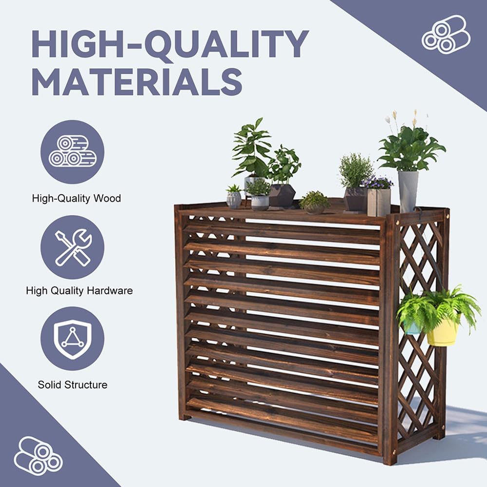 Vallas De Madera Protector Aire Acondicionado Exterior Cubre Funda Impermeable Y Resistente Al Sol Para Unidades(XL)