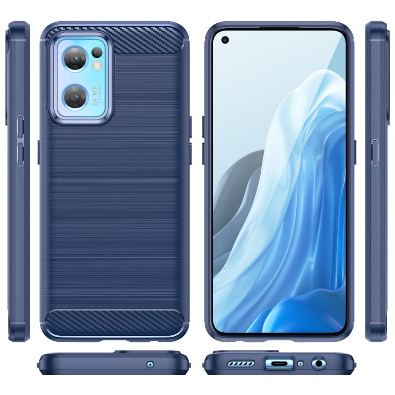 Image of Hybrid Carbon Fiber Back Case for Oppo Reno 7 5G (Blue)