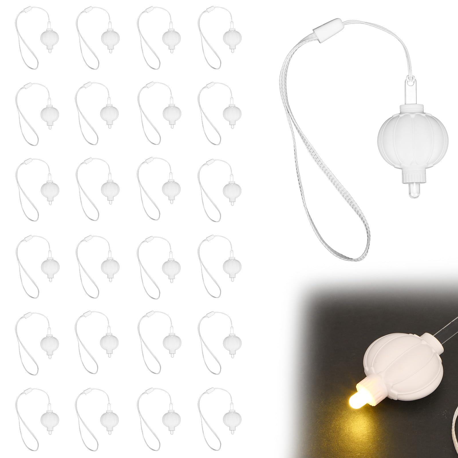 BTFO 24pcs Paper Lantern Bulbs, Battery Powered Lantern LED Lights