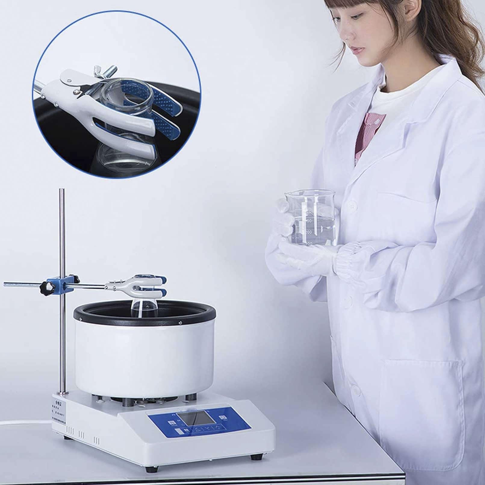 Olla térmica magnética con pantalla digital, agitador de placa de control de temperatura para tratamiento de calefacción de matraces esféricos, baño de agua y aceite de 5 litros