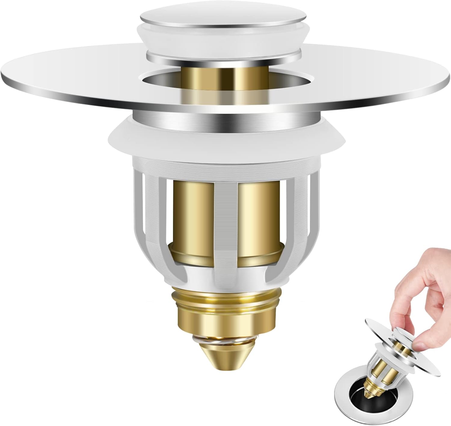 Universal Bathroom Sink Plugs Pop Up, Sink Drain Plug for 2642mm Drain Holes, Bathroom Sink