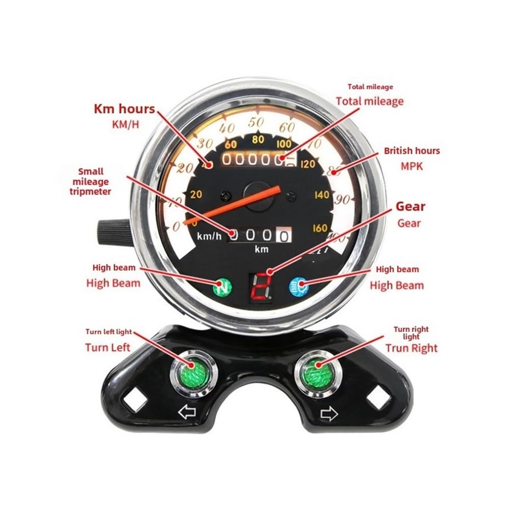 Compteur Accessoires universels en aluminium pour moto, 12V DC, odomètre, compteur, tachymètre, double pour CB125