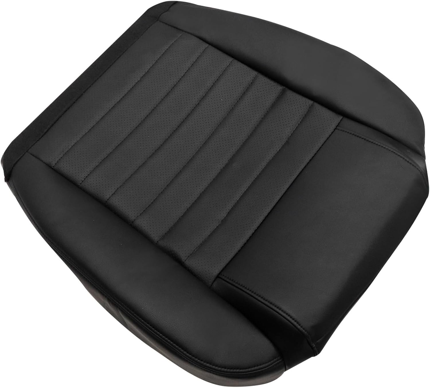 Priprilod Black Leather Driver & Passenger Side Bottom Replacement Seat Cover & Top Lean Back Compatible with Ford Mustang GT 2005 2006 2007 2008 2009