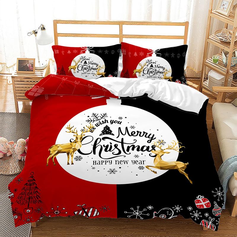 Parure de lit 220x240 Noël en microfibre 110g/㎡ au toucher soyeux haut de gamme