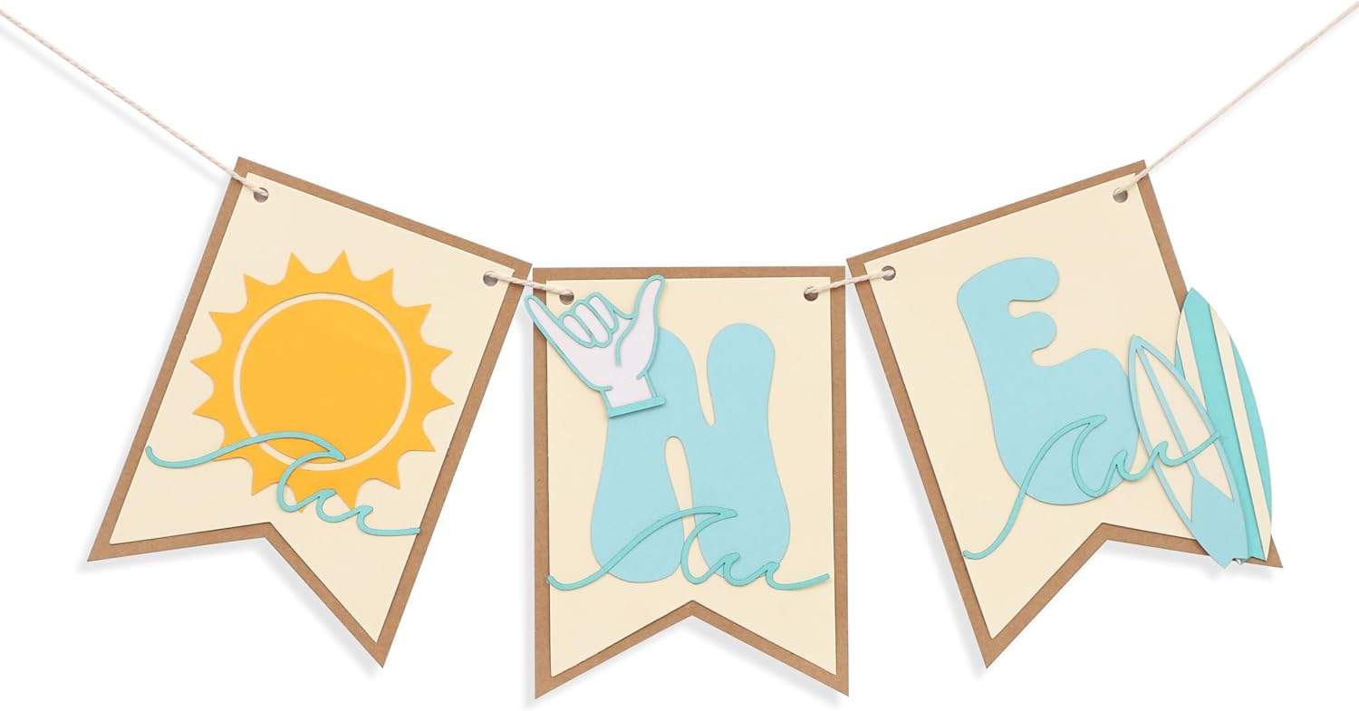 The Big One Surf High Chair Banner - Beach Wave 1st Birthday Decorations, Surfing First Highchair Banner, Summer First Birthday Decor for Boys