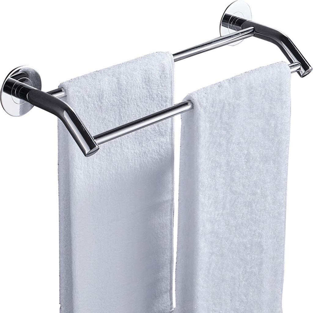 Portasciugamani doppio in acciaio inox, montaggio a parete, per bagno, hotel, 62 cm
