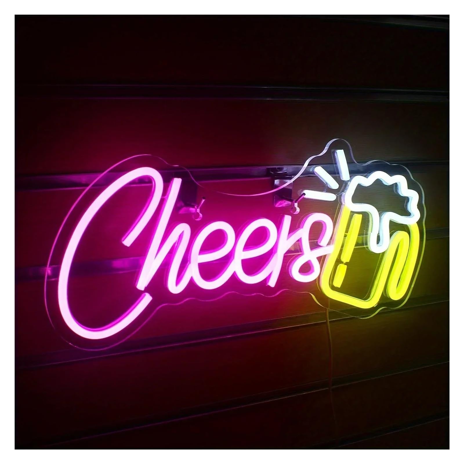 LEMST Sign Lamp Cheers Beer Neon Sign for Wall Decor Light for Business Bar Shop Bedroom Game Room USB Powered 42cmх19cm