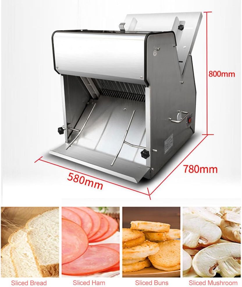 Commercial Toast Slicer - 31 Slices, 12Mm Thick, 304 Stainless Steel Electric Bread Cutter - Adjustable Feed Inlet/Outlet - Ideal for Your Kitchen.