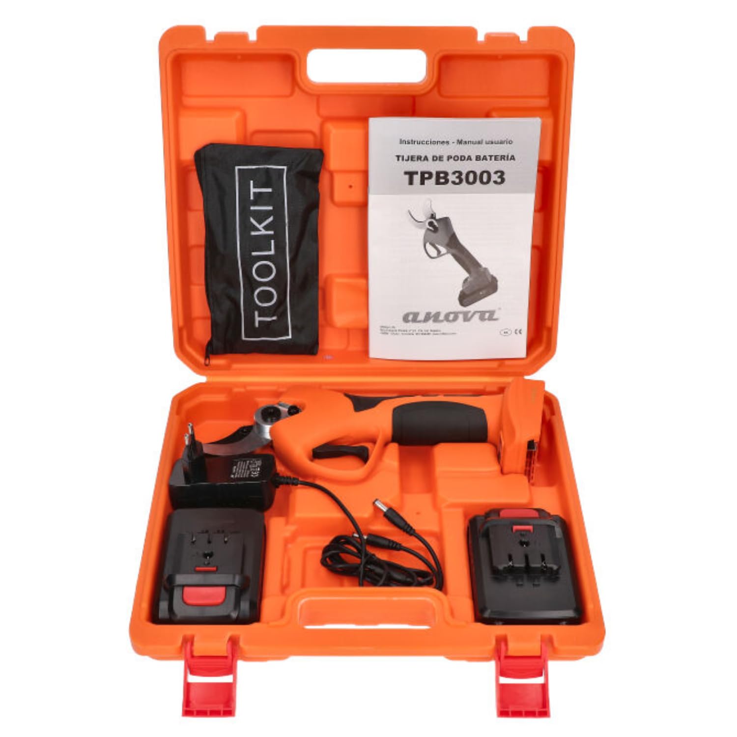 ANOVA - Tijera de poda | 1050 W | 21 V DC | 1,3 KG | Tiempo Carga 2-2,5 H | Ø Corte 0-25 - 40 MM | para Poda en Viñas, Frutales y Mantenimiento de Jardín | Acero de Calidad