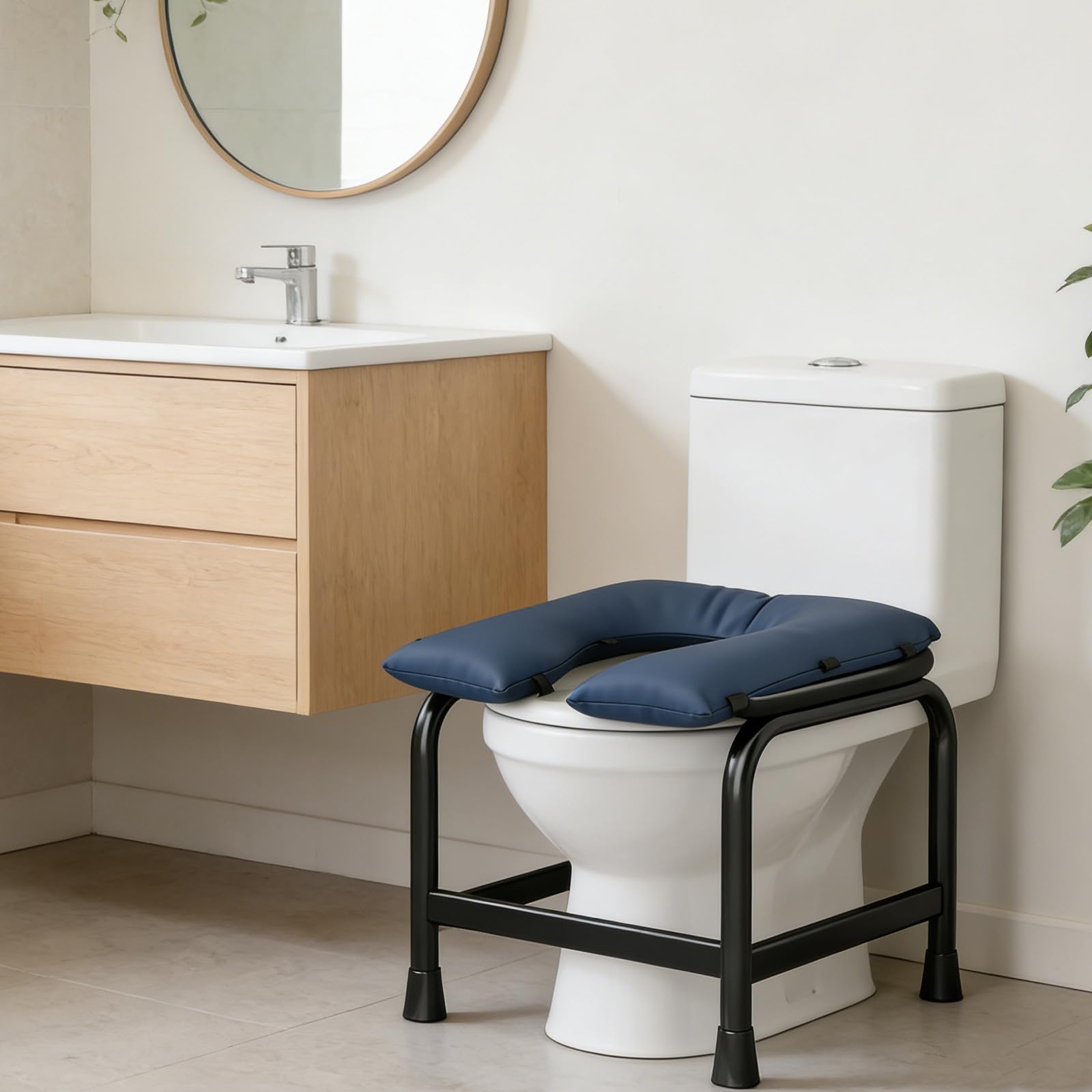 Rialzo per sedile WC, copriwater impermeabile con cuscino per la sicurezza in bagno, ausilio lavabile per il post-operatorio e per gli anziani, facile installazione.