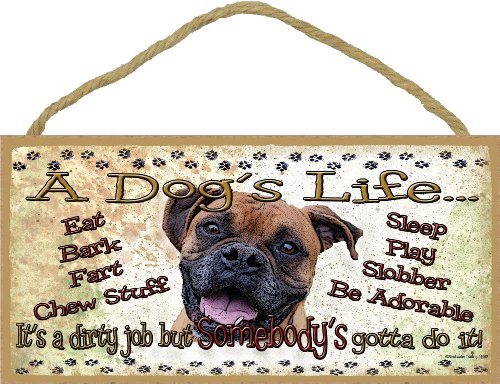 Blackwater Trading Boxer Natural Ears A Dog's Life It's A Dirty Job Pet Dog Sign Plaque 5