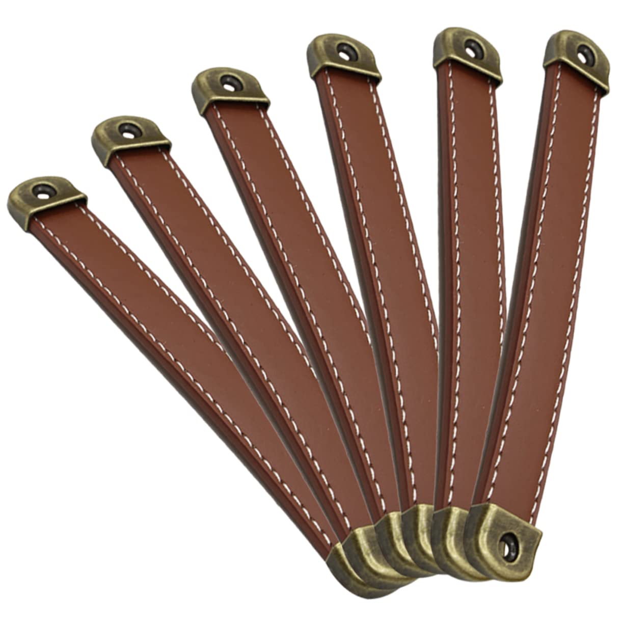 HEMOTON Poignées de Placard en Cuir Marron Lot de 6, Entraxe 160mm