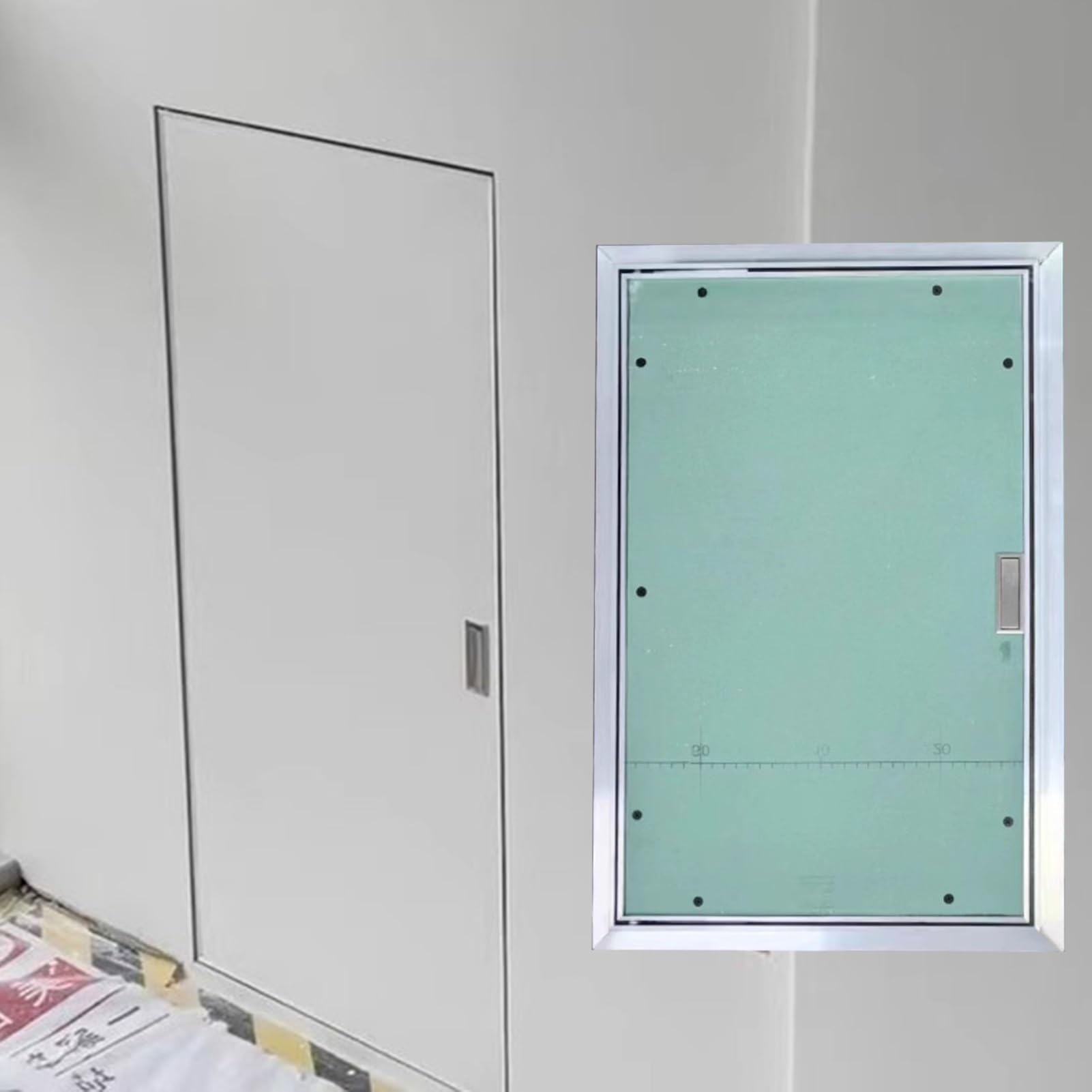 Genérico Panel de Acceso Oculto y pintable para Paneles de Yeso y Placas de Yeso Laminado - Puerta de inspección con Marco de Aluminio para fontanería y Electricidad (91,4 x 106,7 cm) - Placa de cubi