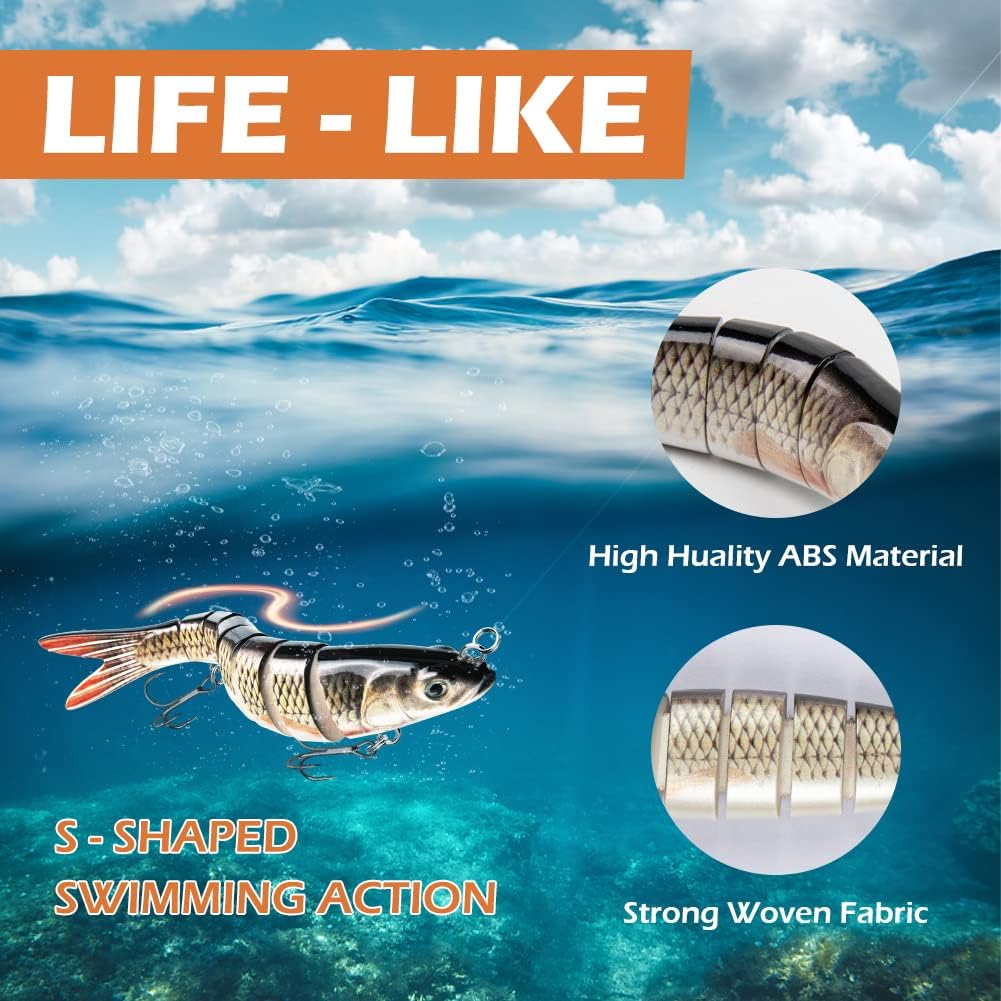 GOANDO Fishing Lures Topwater for Bass Trout Lifelike Multi Jointed Swimbaits Fishing Accessories Slow Sinking Swimming Bass Fishing Lure for Freshwater or Saltwater Fishing Gifts for Men : Sports & Outdoors