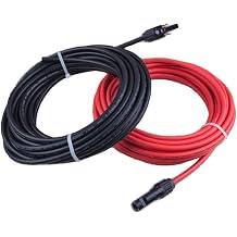1 Pair 12 AWG 10 Feet Solar Extension Cable with PV Male Female Connector Photovoltaic Red Black 4mm2 Wire Total 20 Feet Kit for Solar Panel Adaptor DIY System 10FT