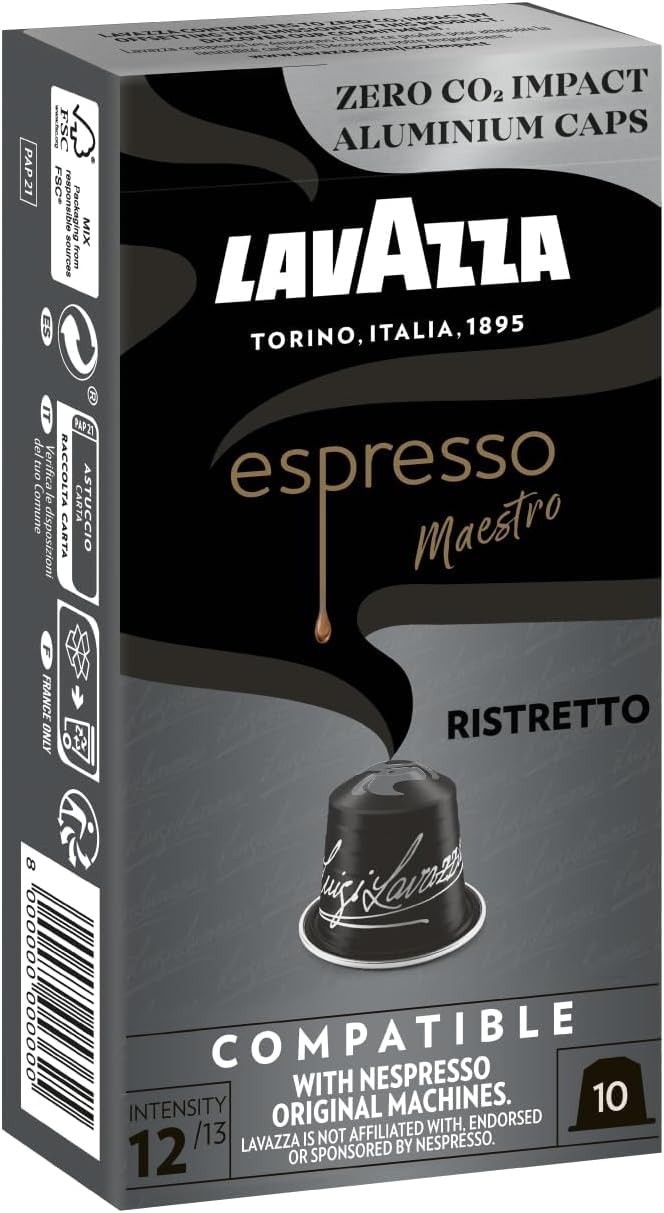 Lavazzaa, Espresso Maestro Ristretto, 10 Coffee Capsules Compatible with Original Nespresso* Notes of Chocolate and Caramel, Arabica and Robusta, Intensity 12 (B0CV17BCK3) Amazon Price History, Amazon Price Tracker