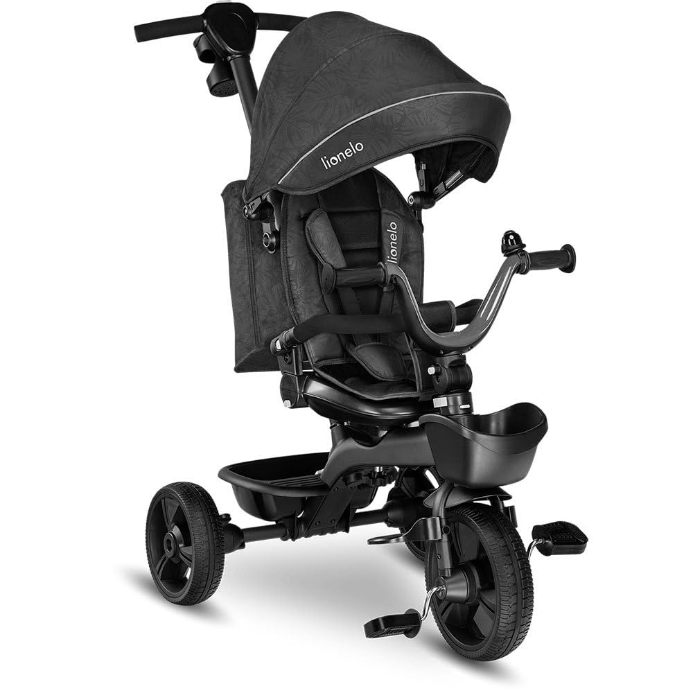 LIONELO Kori Bicicleta 2 en 1 Niño hasta 25 kg 1,5-5 años Triciclo y Bicicleta de Paseo Cinturones de 3 Puntos con Fundas Cubierta de llanta Pesa Solo 9 kg 2 cestas para Juguetes Gris