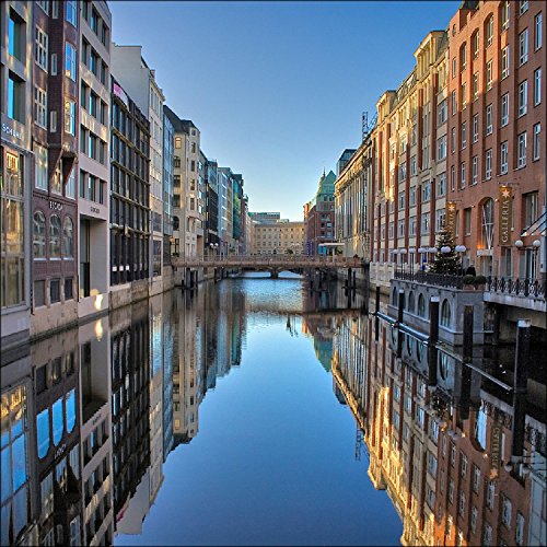 Tableau Hambourg impression giclée décoration murale multicolore 30x30 - 2