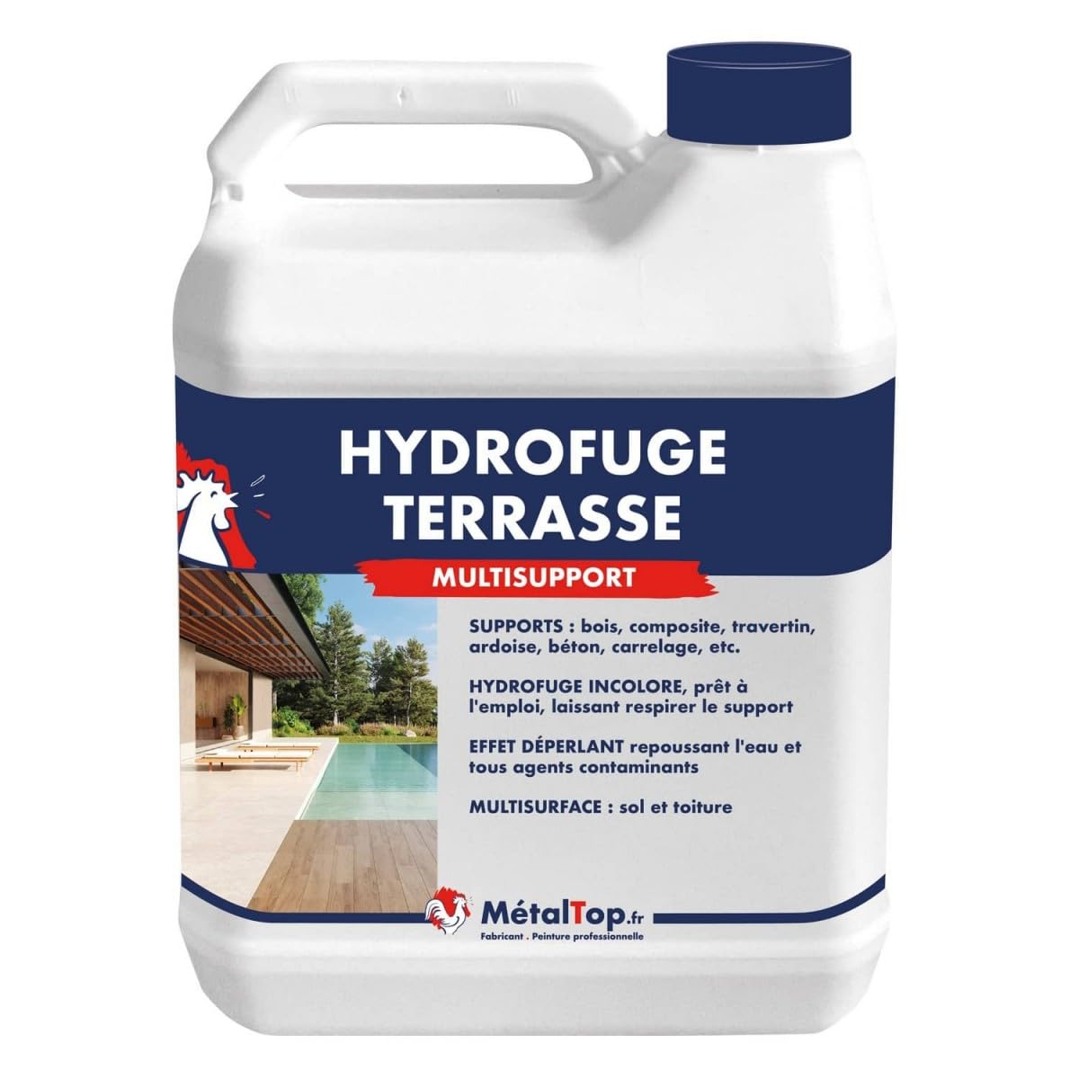 Métaltop - Hydrofuge Terrasse - 5 L - Protection anti-humidité pour dalles, carrelage poreux et béton extérieur