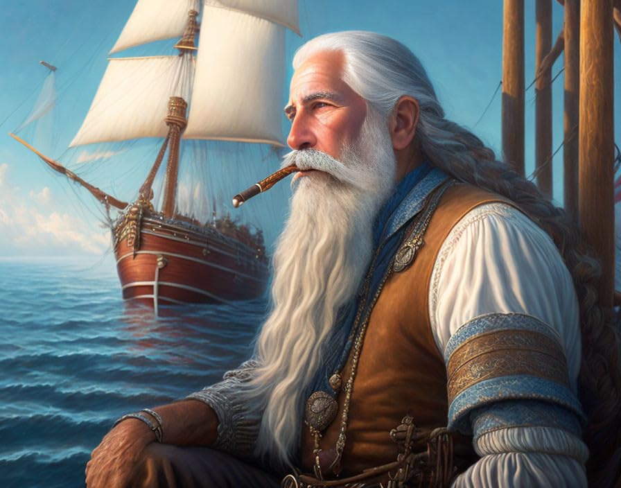 Poster vieux capitaine de mer sur toile 58x90 cm pour mur vide sans vie