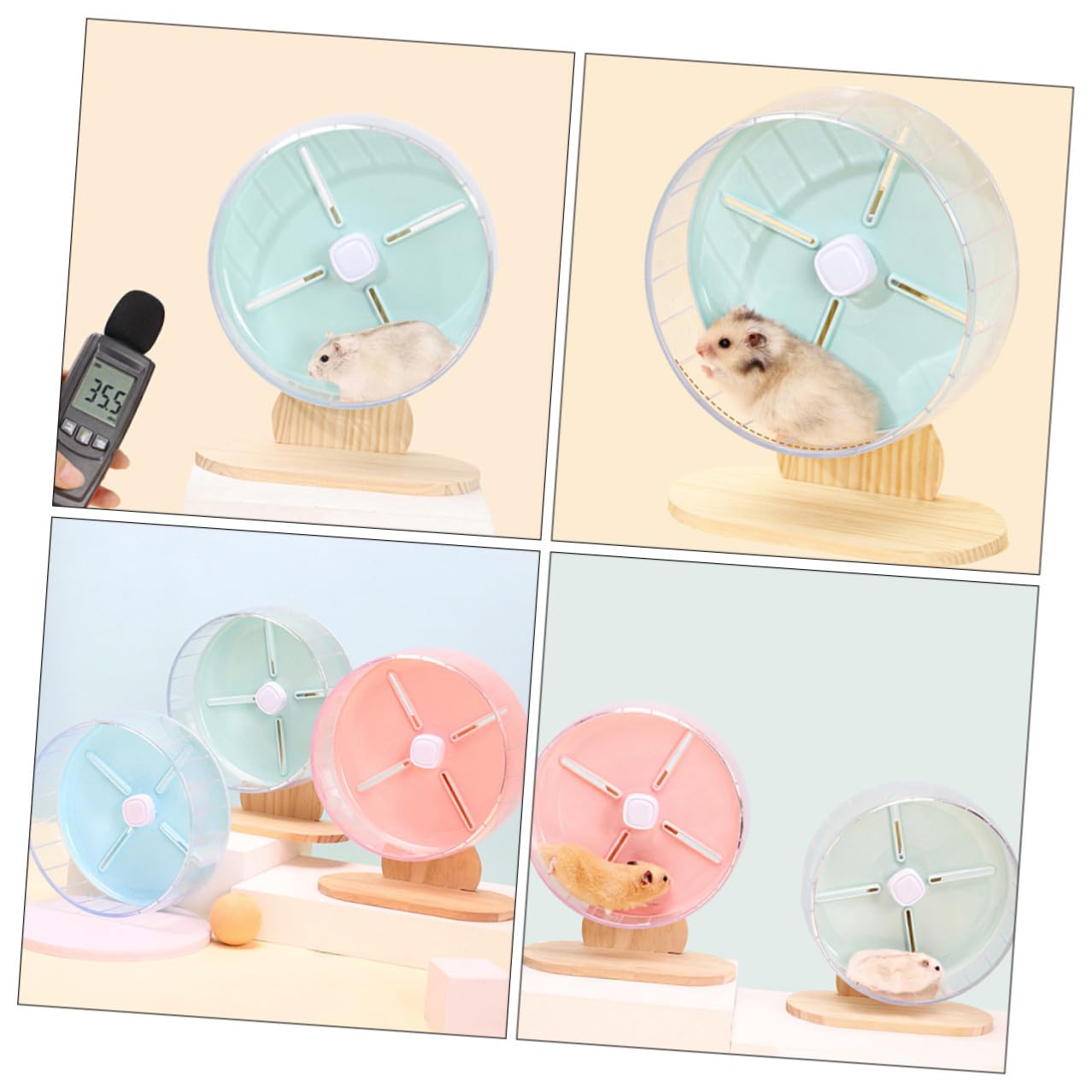 Homoyoyo Geräuschloses Hamsterrad 20cm mit Holzständer Laufrad für Hamster Mäuse und Chinchillas Geräuscharmes Rattenrad für Kleintiere Fördert Bewegung und Gesundheit