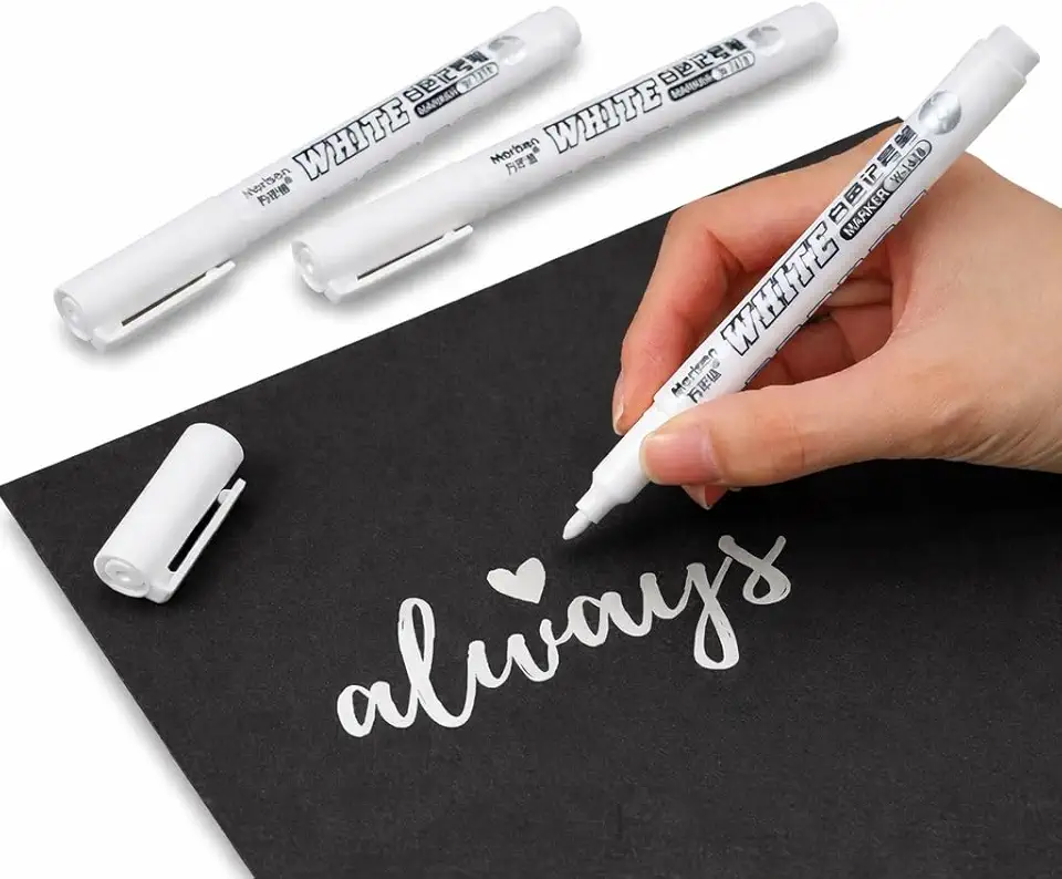 Kit 12 Canetas Branca Acrílica – Marcador permanente Branco para Desenho, Artesanato, Pintura em Caderno, Porcelana, Plástico, MDF, Reparo Móveis e Madeira Uso Profissional