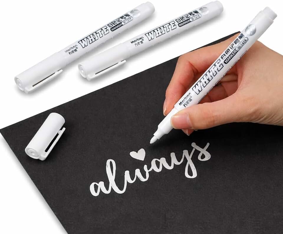 Kit 12 Canetas Branca Acrílica – Marcador permanente Branco para Desenho, Artesanato, Pintura em Caderno, Porcelana, Plástico, MDF, Reparo Móveis e Madeira Uso Profissional