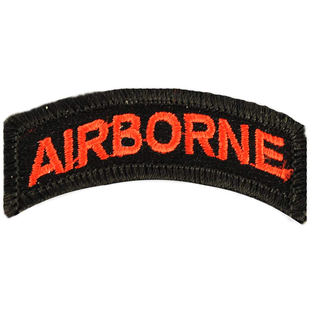 United States Army Airborne A/B Tab Patch, Black and Red, with Iron-On Adhesive