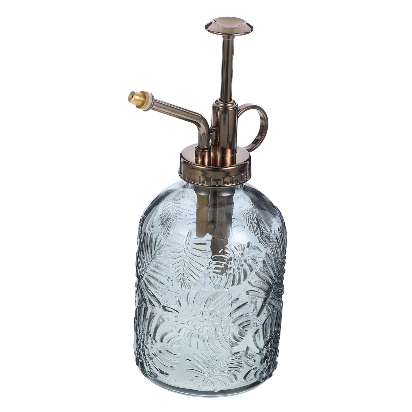 YardweVintage Glass Plant Mister Spray Bottle, 350ml Indoor Watering can with Antique Bronze Pump, Small Garden Sprayer for Houseplants, Succulents, and Flowers (Copper)