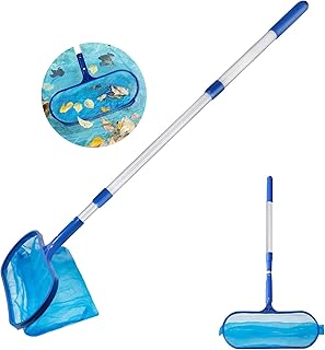 AKOFIC Pool Leaf Skimmer, 120CM Swimming Pool Skimmer Fine Mesh, Skimming Pool Leaf Cleaning Net with With Telescopic Handle Pole for Pool Garden Pond Fish Tank Fountain Hot Tub Spa