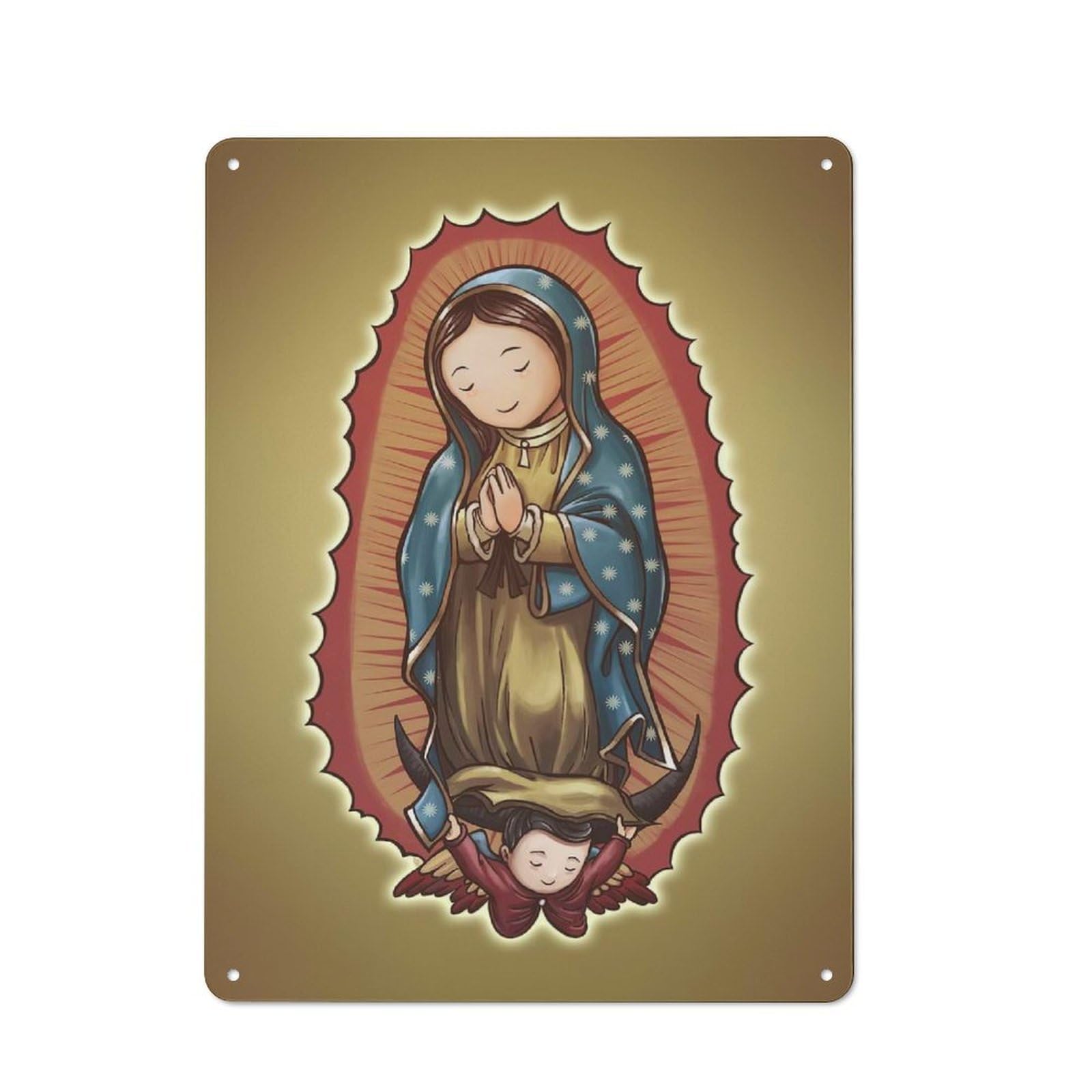 Junmoney Mary Of Guadalupe Tin Wall Plaque 40X30cm With For Pub Or Café, A Decorative Christmas Gift For Hospitality Wall Decor Collectors