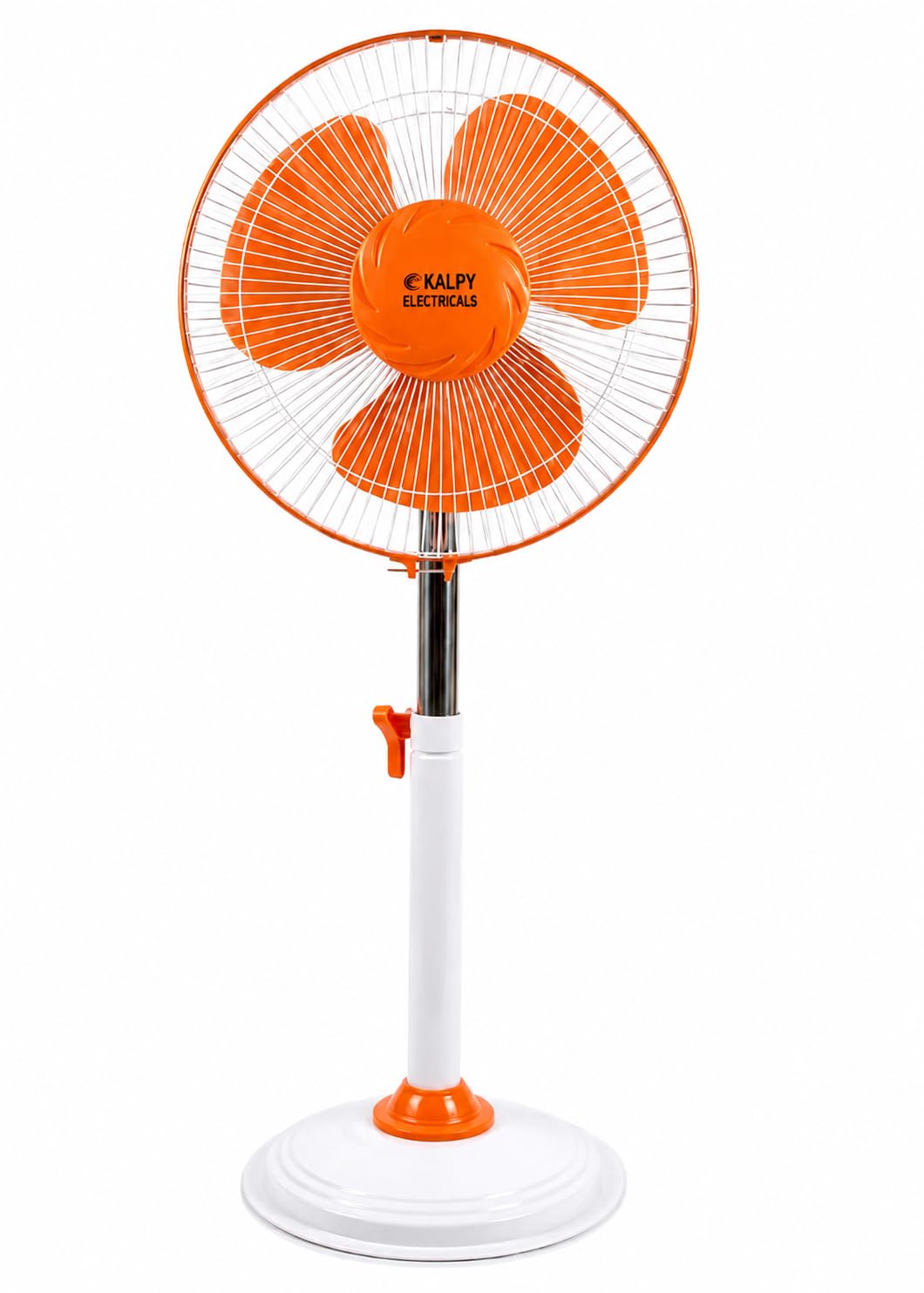 Kalpy Electricals 12 Inch High Speed Pedestal Fan | 3-Blade Stand Fan | Adjustable Height | Powerful Air Delivery | 3 Speed Control | Orange & White | Ideal for Home, Office & Bedroom-image-22