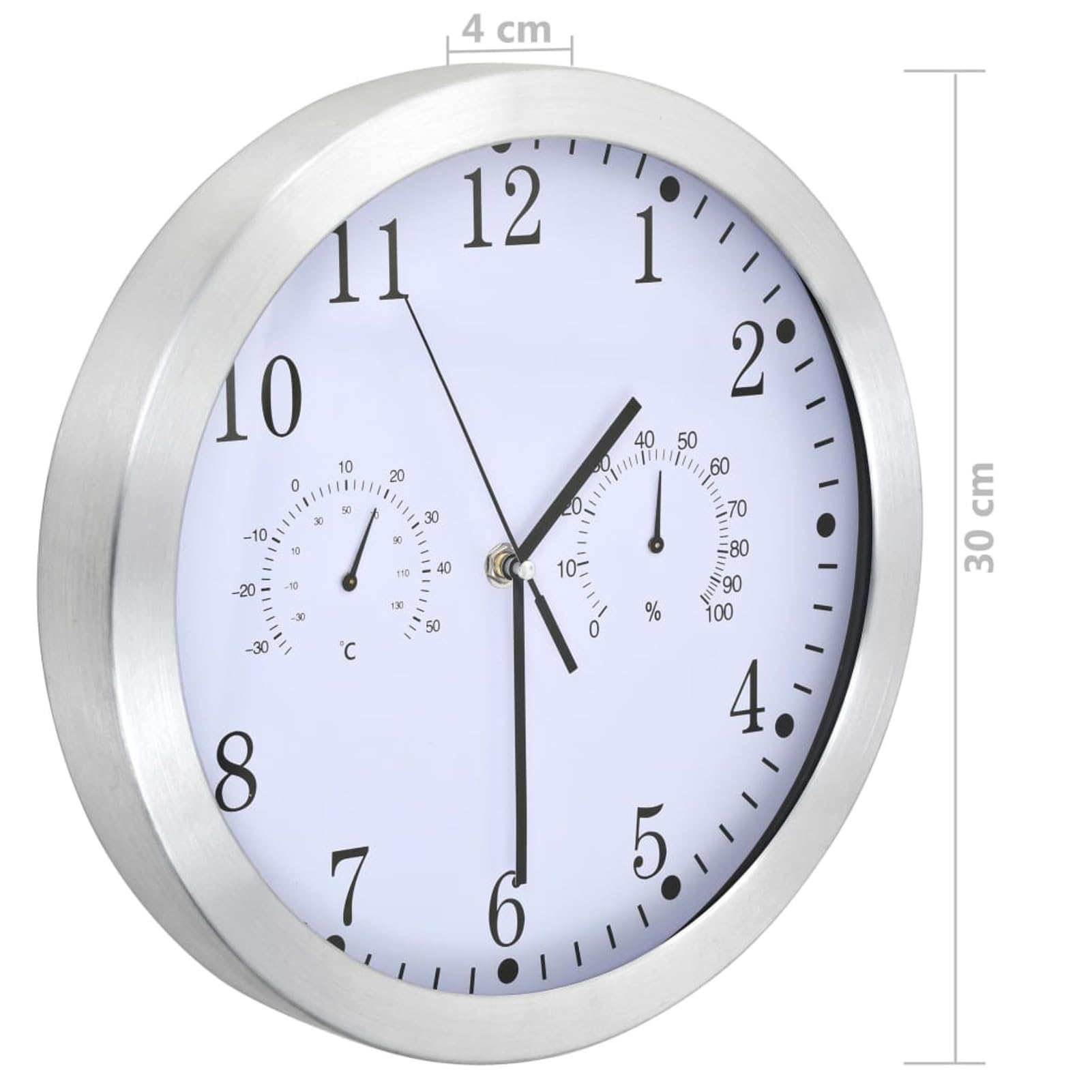 Homgoday Zegar ścienny kwarcowy higrometr termometr 30 cm biały, meble wewnętrzne/zewnętrzne