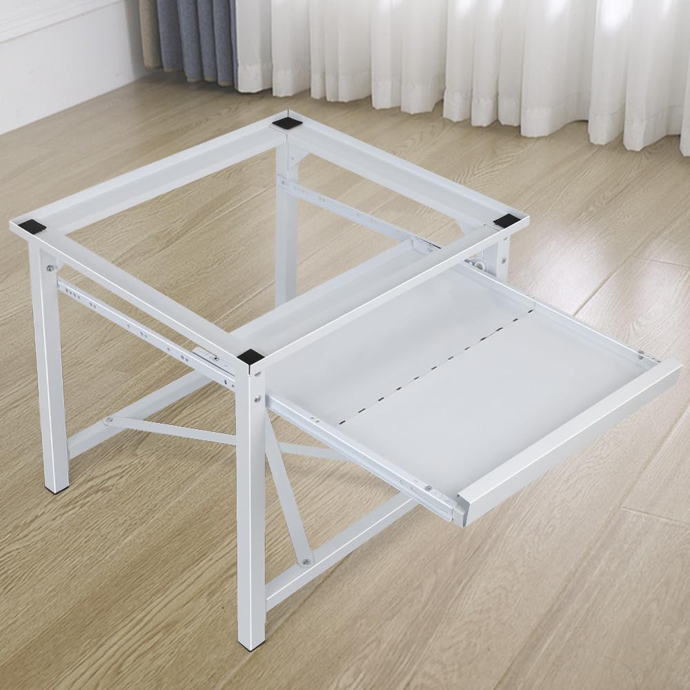 Estructura estable de metal para lavadora, para secadora, elevador de lavadora, con estantes extraíbles, capacidad de carga de 150 kg, base extensible, antideslizante, elevador de pedestal, 60 x 56 x